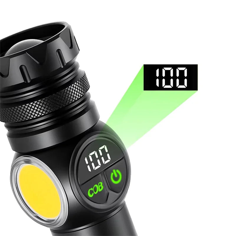 High Strong Power LED Flashlights USB Rechargeable Magnetic Tactical Torch With COB Side Light Camping Fishing Zoom Lantern