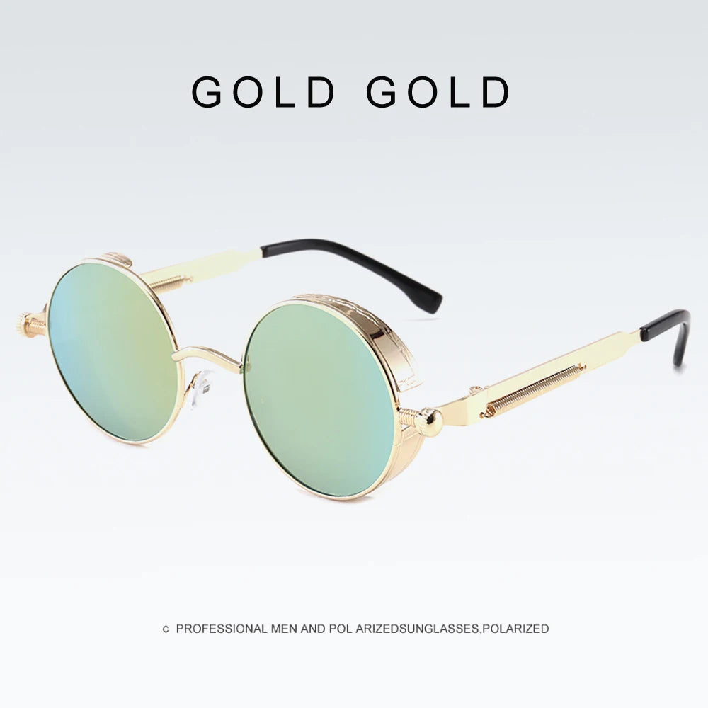 2020 NEW Vintage Steampunk Sunglasses Round Punk Alloy Metal Retro Red Sun Glasses Women Goggles Men Gothic Style Shades Color 22 Punk Sunglasses