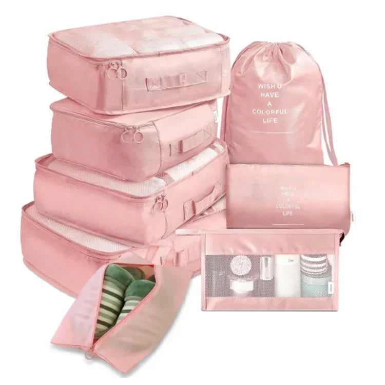 8 Pieces Set Travel Organizer Storage Bags Suitcase Packing Set Storage Cases Portable Luggage Organizer Storage Bags for Travel pink United States