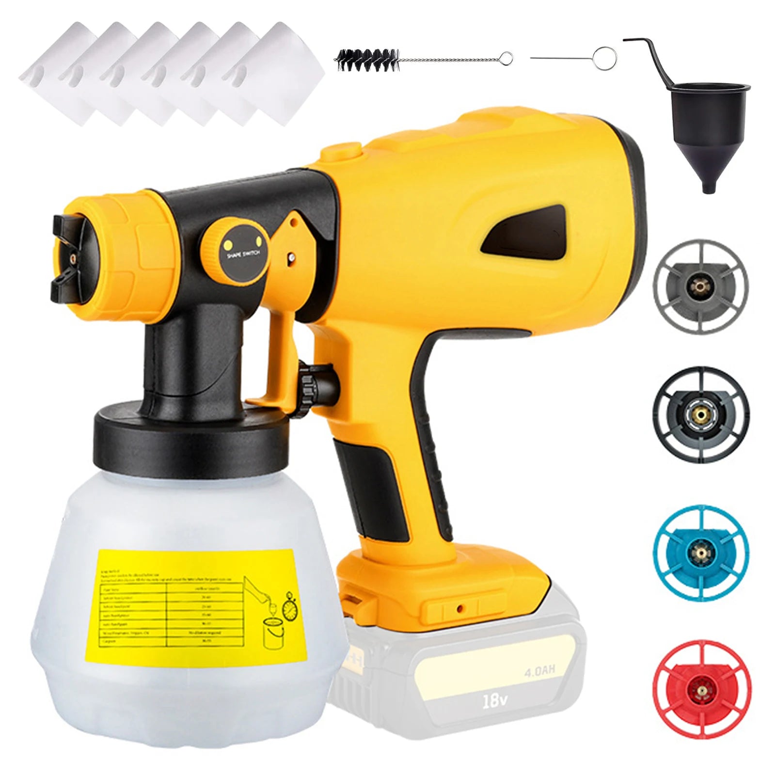 Cordless Paint Sprayer replacement for DEWALT, RYOBI 20V Max Battery,Handheld Electric Paint Sprayer Tools with 1000ML Container Yellow