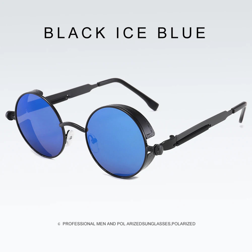 2020 NEW Vintage Steampunk Sunglasses Round Punk Alloy Metal Retro Red Sun Glasses Women Goggles Men Gothic Style Shades Color 05 Punk Sunglasses