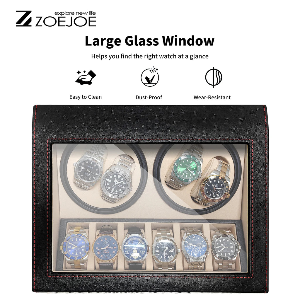 Automatic Watch Winder 4+6 Slots USB Plug Watch Winder WIth Quiet Motor PU Leather Watch Storage Box Best Gifts