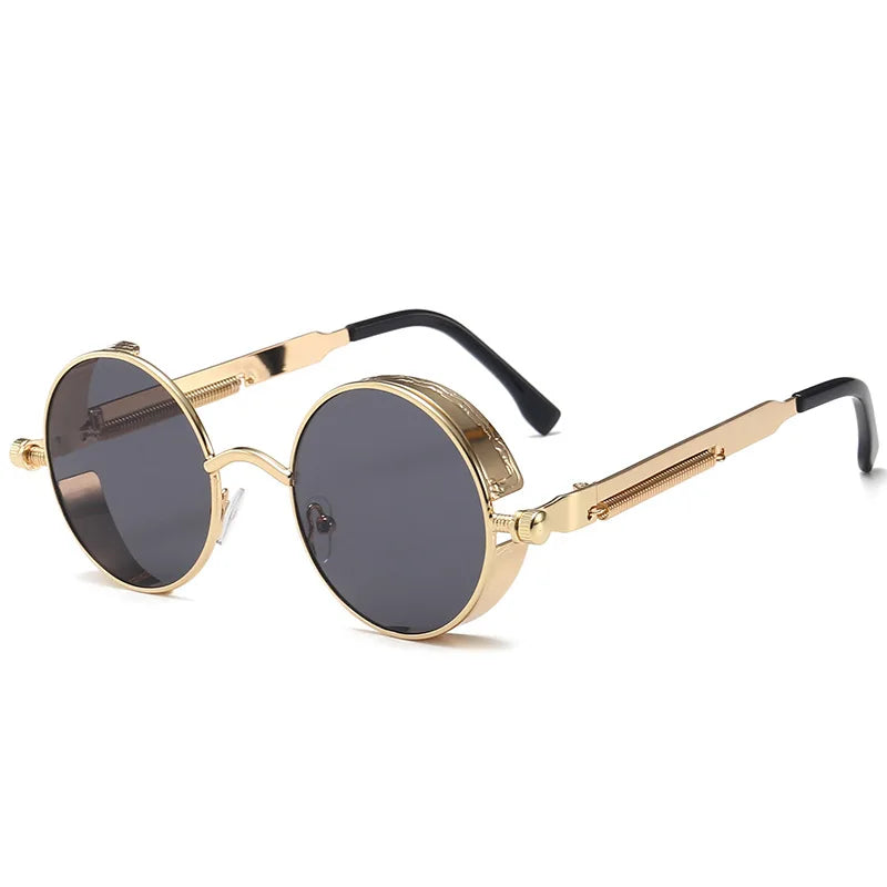 2020 NEW Vintage Steampunk Sunglasses Round Punk Alloy Metal Retro Red Sun Glasses Women Goggles Men Gothic Style Shades