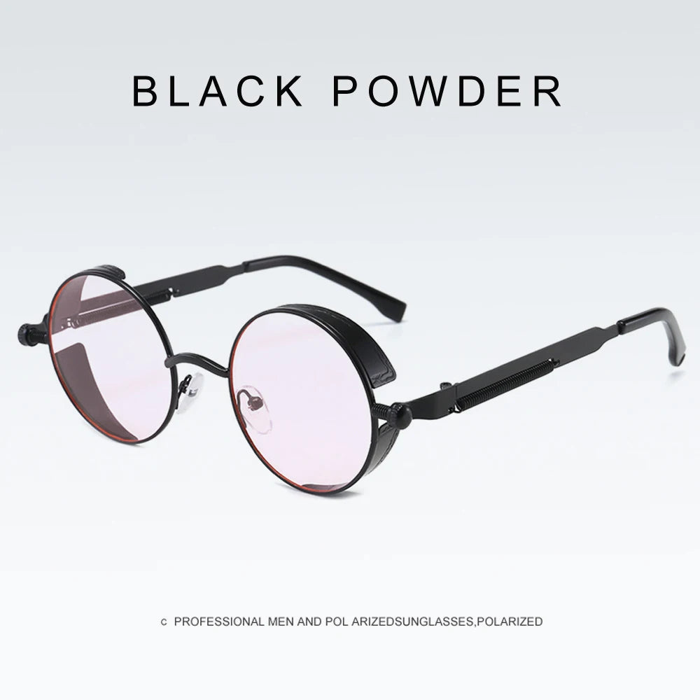 2020 NEW Vintage Steampunk Sunglasses Round Punk Alloy Metal Retro Red Sun Glasses Women Goggles Men Gothic Style Shades Color 03 Punk Sunglasses