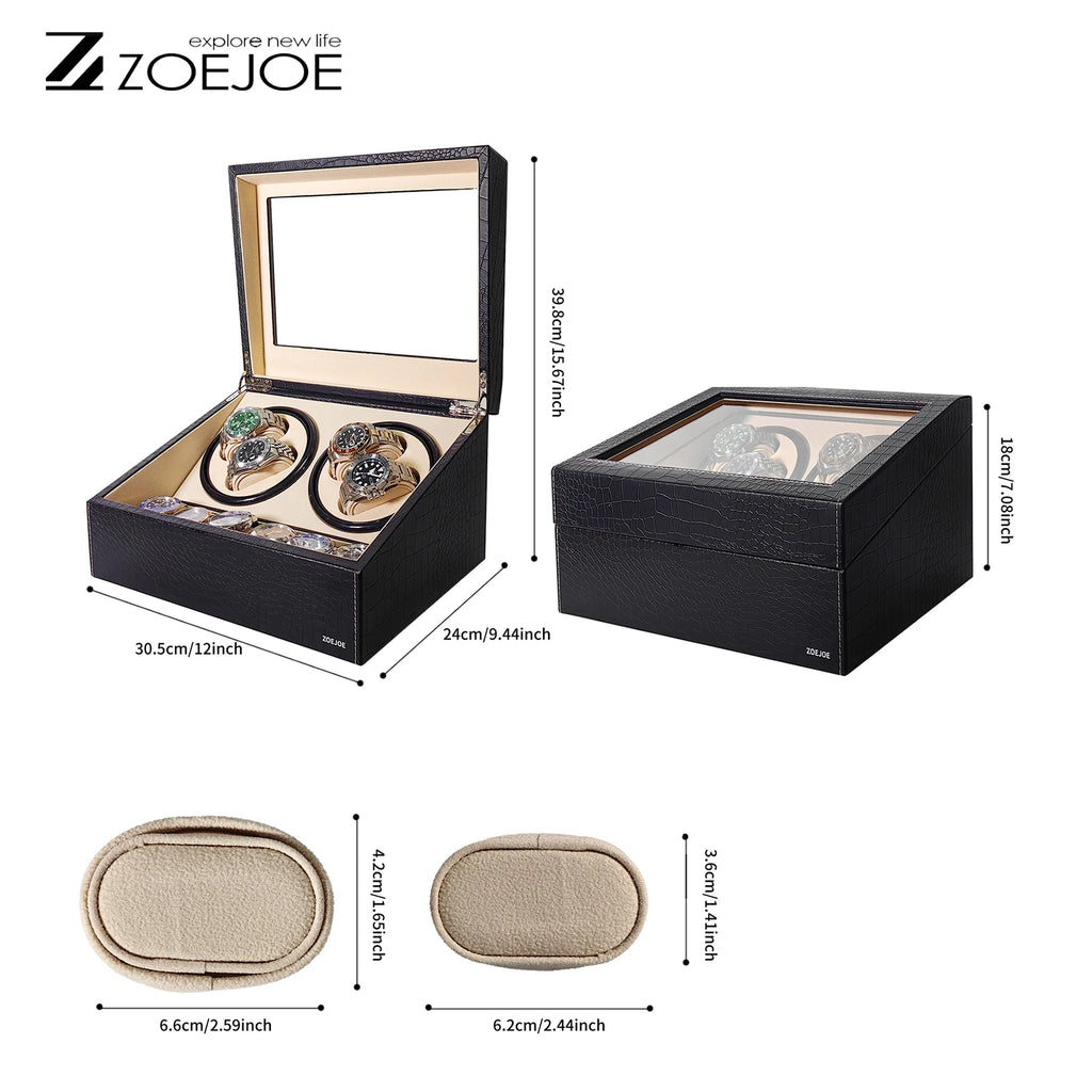 Automatic Watch Winder 4+6 Slots USB Plug Watch Winder WIth Quiet Motor PU Leather Watch Storage Box Best Gifts