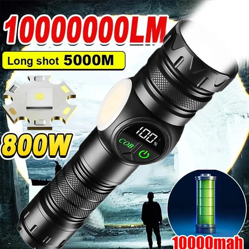 High Strong Power LED Flashlights USB Rechargeable Magnetic Tactical Torch With COB Side Light Camping Fishing Zoom Lantern