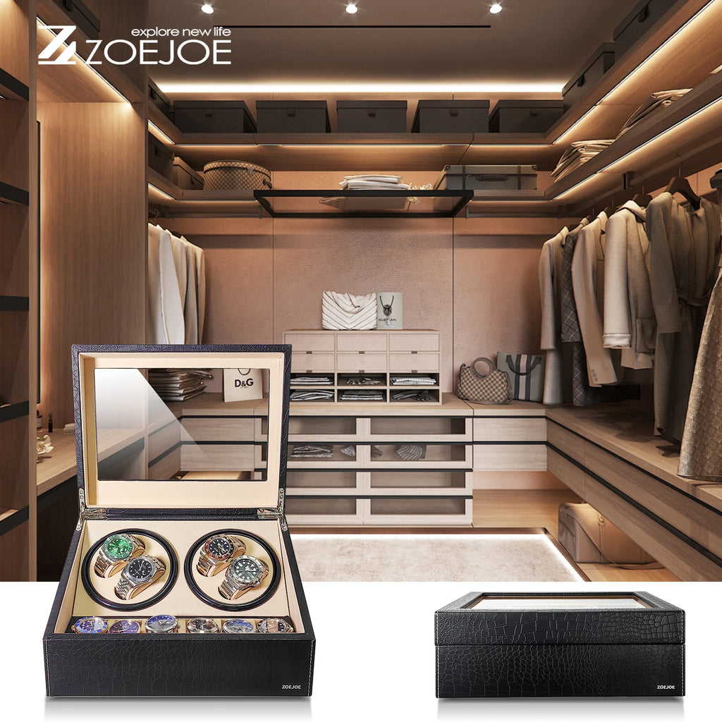 Automatic Watch Winder 4+6 Slots USB Plug Watch Winder WIth Quiet Motor PU Leather Watch Storage Box Best Gifts