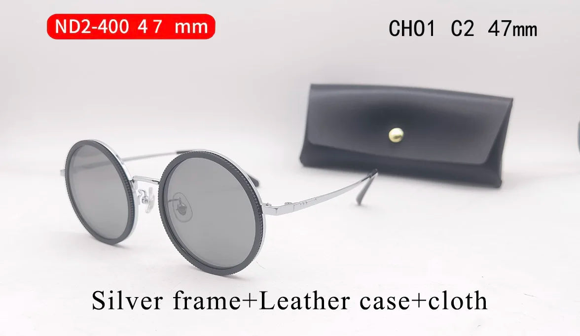 Handmade ND9 adjustable dimming sunglasses Retro Punk round men's outdoor fishing UV400 polarized driving sunglasses for women CH01 C2 47mm camera