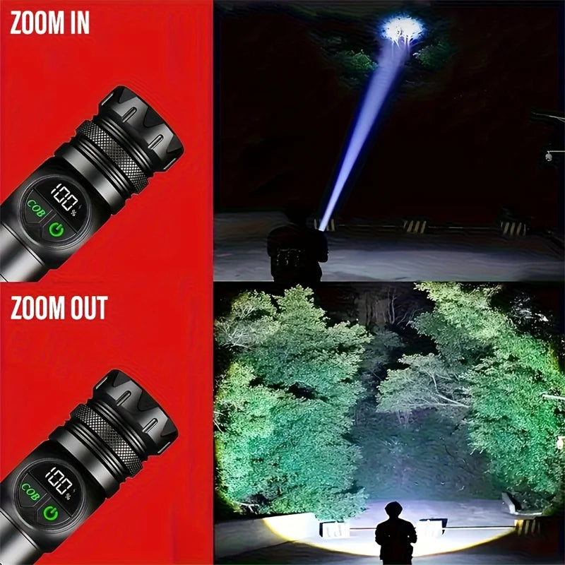 High Strong Power LED Flashlights USB Rechargeable Magnetic Tactical Torch With COB Side Light Camping Fishing Zoom Lantern