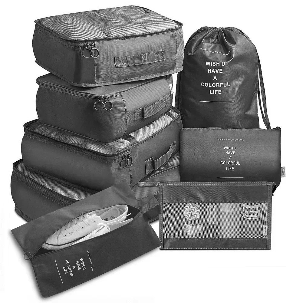 8 Pieces Set Travel Organizer Storage Bags Suitcase Packing Set Storage Cases Portable Luggage Organizer Storage Bags for Travel black United States