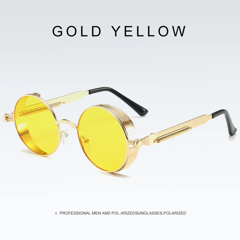 2020 NEW Vintage Steampunk Sunglasses Round Punk Alloy Metal Retro Red Sun Glasses Women Goggles Men Gothic Style Shades Color 15 Punk Sunglasses