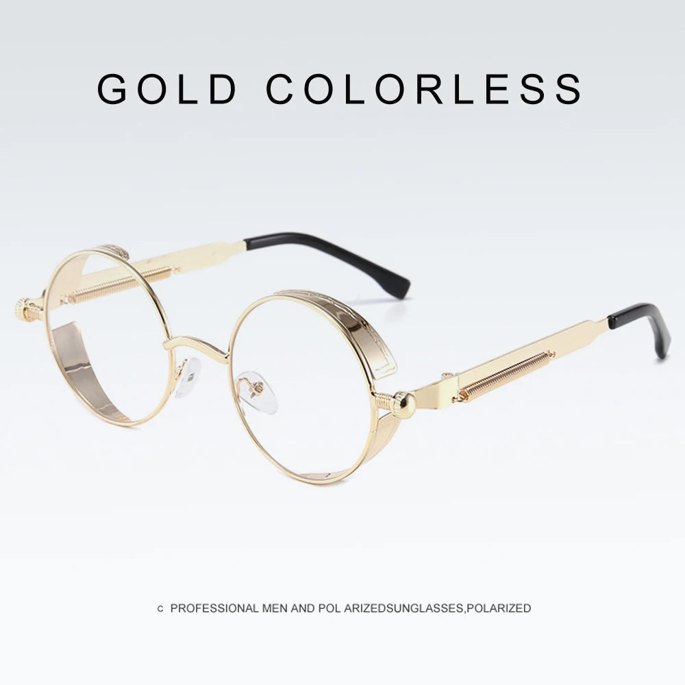 2020 NEW Vintage Steampunk Sunglasses Round Punk Alloy Metal Retro Red Sun Glasses Women Goggles Men Gothic Style Shades Color 16 Punk Sunglasses