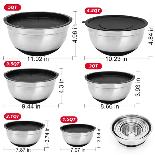 30pcs Stainless Steel Mixing Bowl Set - Various Sizes Premium Kitchen Essentials for Mixing and Serving - Non-Slip United States