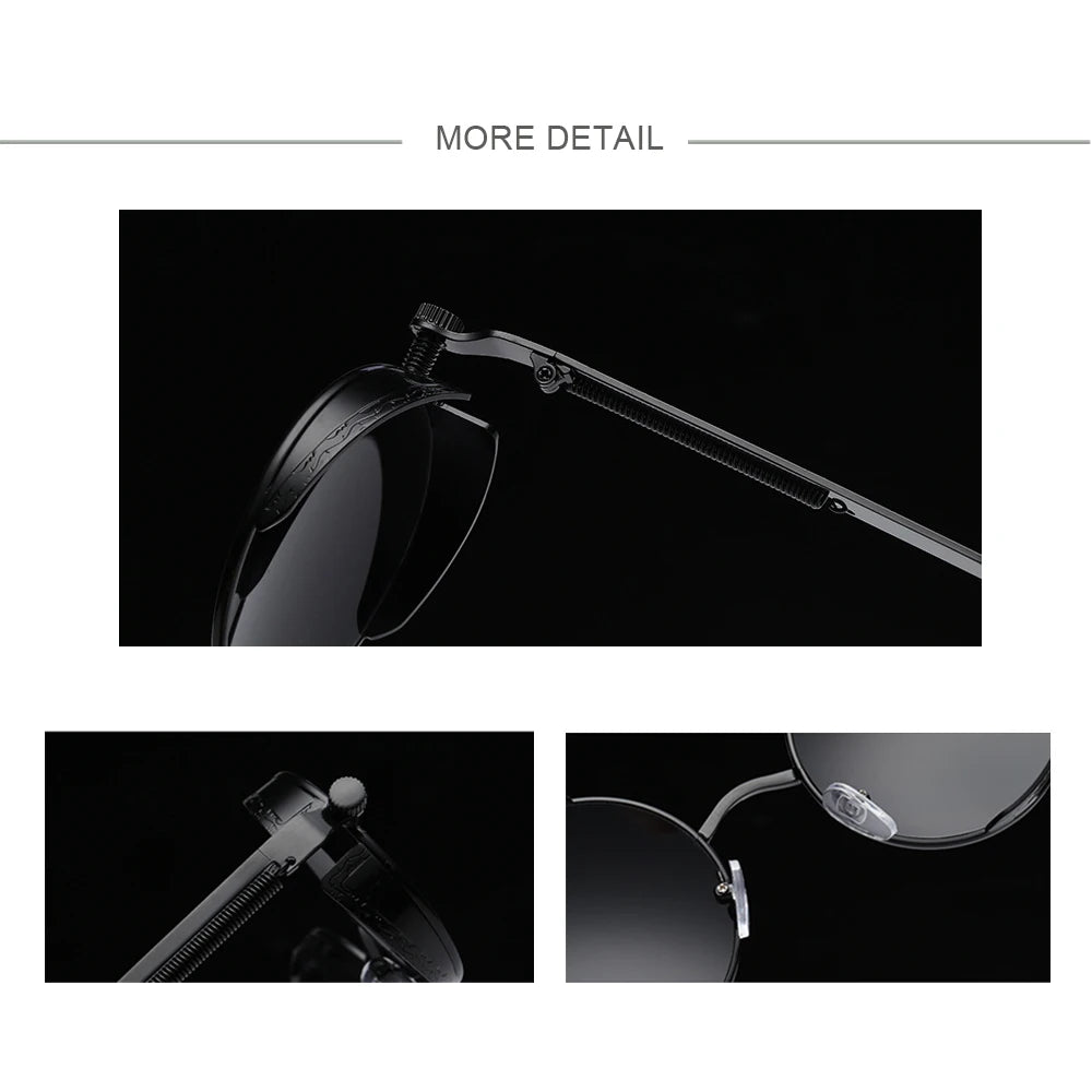 2020 NEW Vintage Steampunk Sunglasses Round Punk Alloy Metal Retro Red Sun Glasses Women Goggles Men Gothic Style Shades