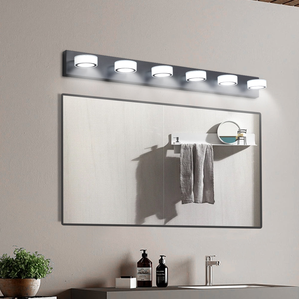 (Same as W1340110595/L2010) 45' Modern 6-Light LED Vanity Light, Sleek Black Bathroom Wall Light Fixture for Mirror, Shower, and Bathroom Decor