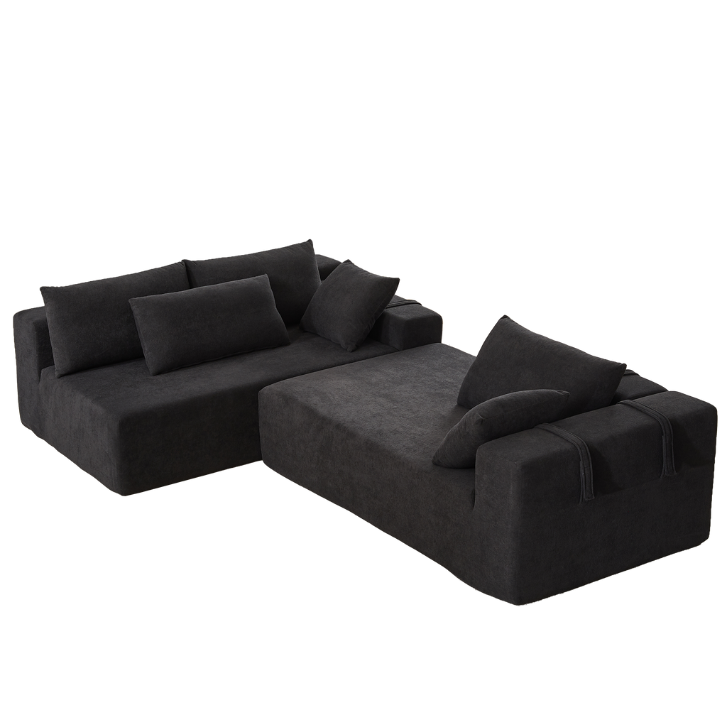Modern Chenille Upholstered Sectional Sofa Couch Set,Modular 108' L Shaped Sectional Living Room Sofa Set With 6 Pillows,Free Combination Sofa Couch for Living Room,Bedroom(Left Chaise)W834P240009