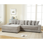[NEW ARRIVED] [VIDEO PROVIDED] Oversized Two-Piece Couches, L Shaped Sofa, Corduroy, Left Chaise Daybed,with Armrests,Eight Throw Pillows,Corner Sofa,Easy To Assemble, Gray Default