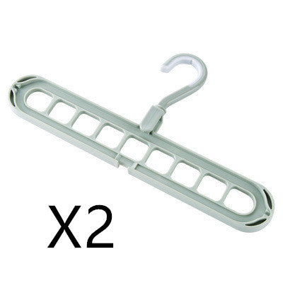 9-hole Clothes Hanger Organizer Space Saving Hanger Multi-function Folding Magic c Scarf Clothes Storage Green 2PCS