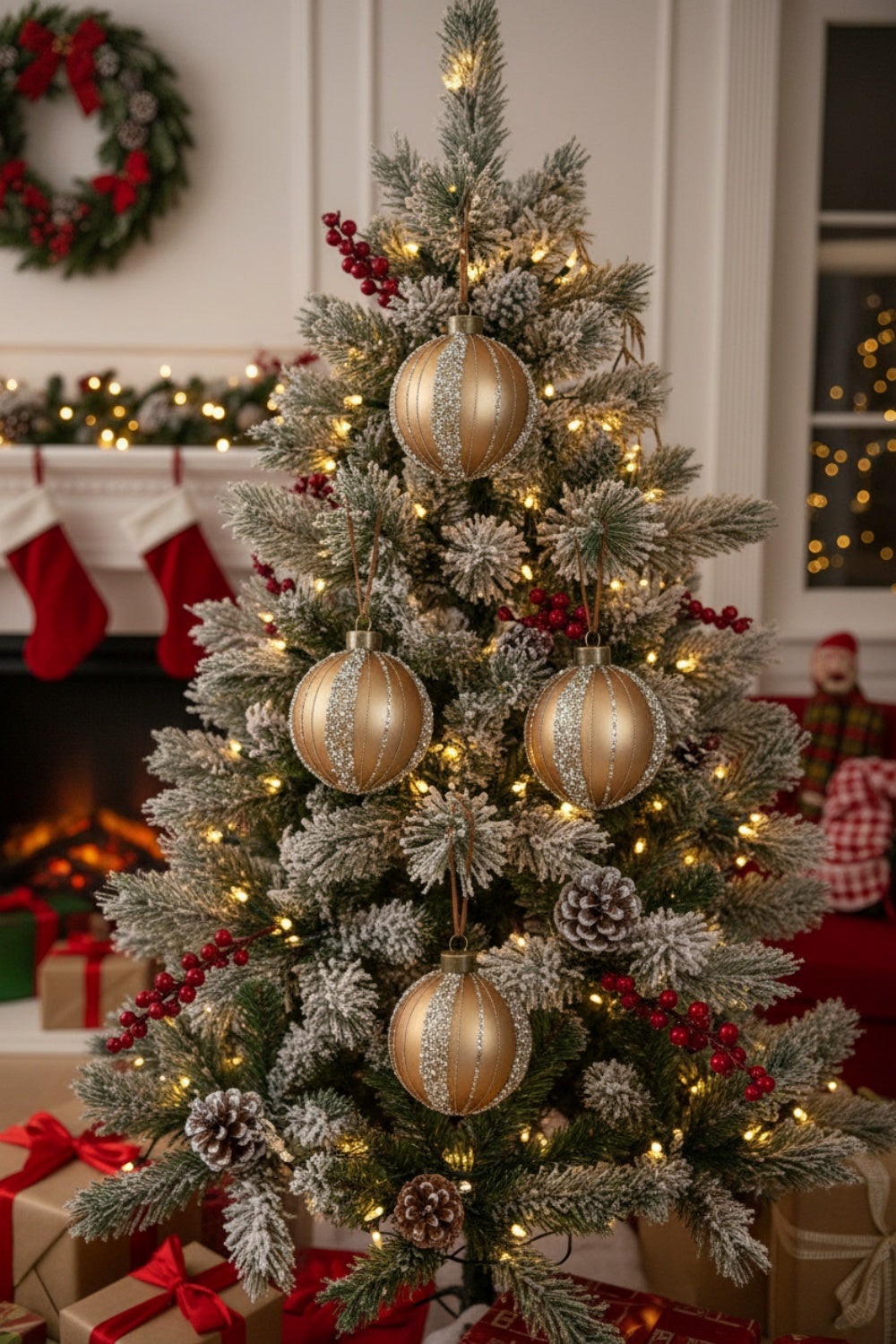 6PCS Set 3.9in Christmas Ball Ornaments Glass Hanging Ball Tree Decor Party Holiday Home Decor