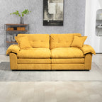 84' Chenille Sofa Small Sofa Loveseat Deep Seat Sofa Couch with 2 Throw Pillows & Memory Foam for Living Room Apartment Office Lounge-Yellow