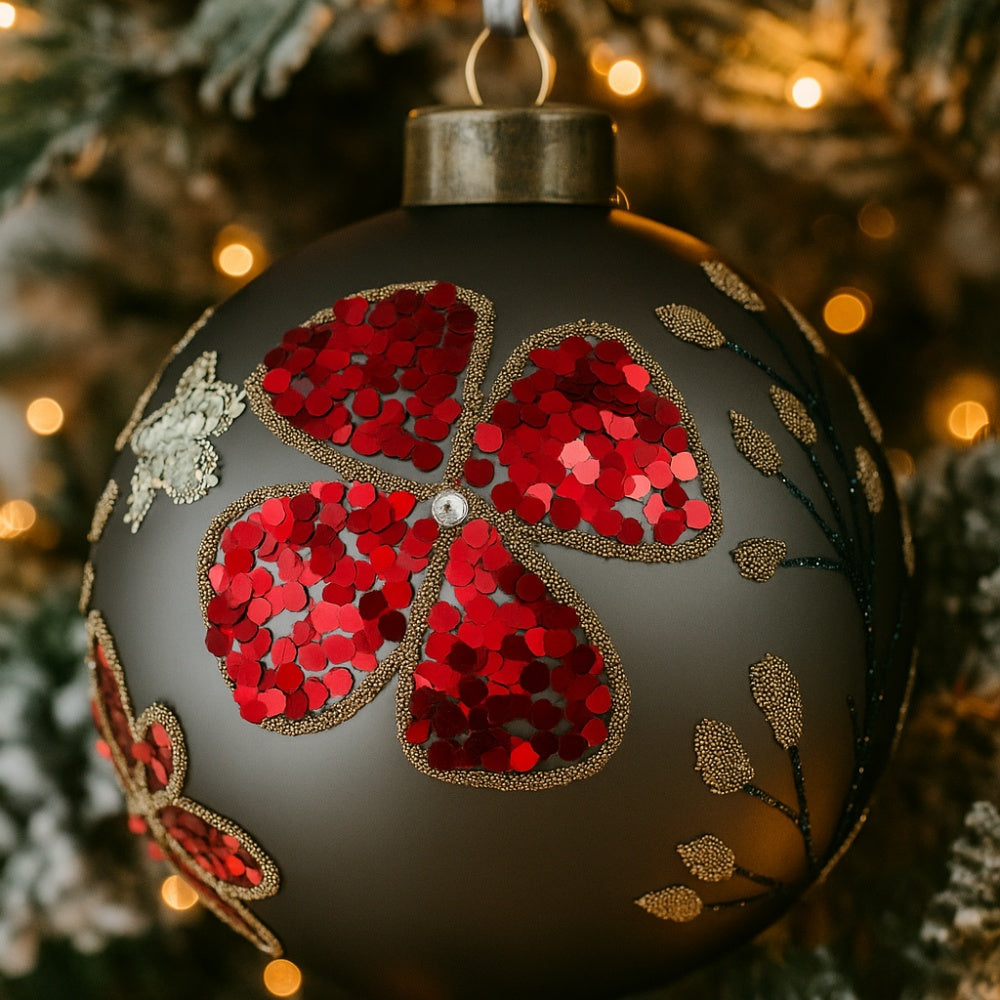 4PCS Set 4.7in Christmas Glass Ball Ornaments Hanging Tree Decor Home Party Holiday Decor