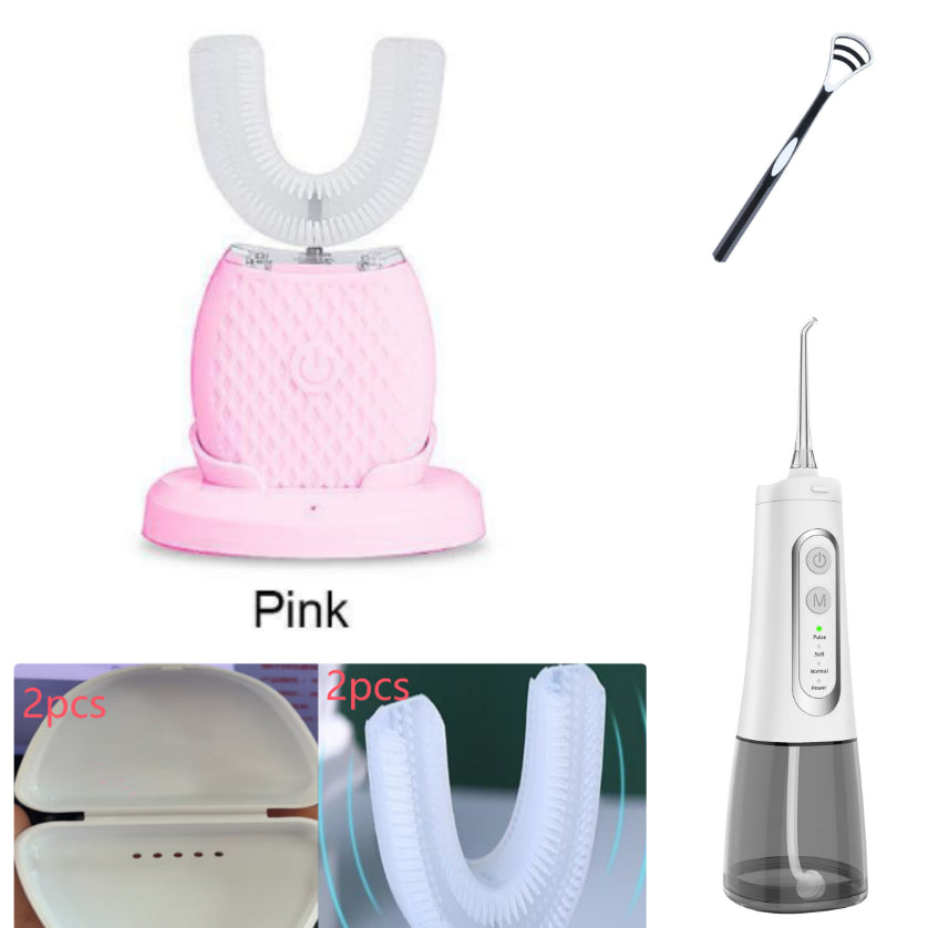 360 Degrees Intelligent Automatic Electric Toothbrush Waterproof U Type Tooth Brush Whitening Blue Light USB Charging Set8