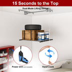 Overhead Garage Storage Rack 4x4 FT for High Ceilings 10-12 FT, 250LBS Capacity All-Steel Construction with Safety Lock (Installation Required, Heavy-Duty Garage Organizer)