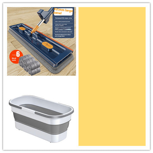 New Style Large Flat Mop 360 Rotating Mop Suitable Various Types Flooring Strong Water Absorption For Home Cleaning Floors Blue With 6Rags set