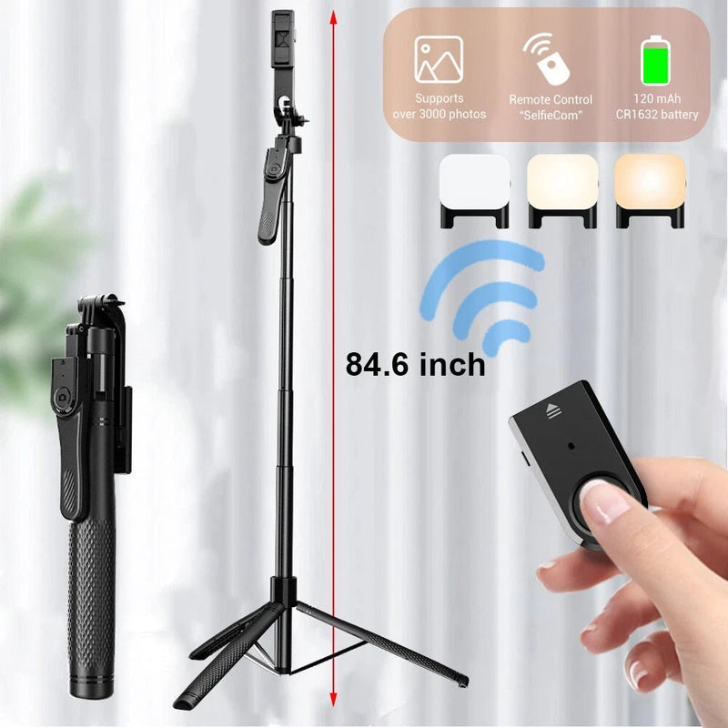 360 Rotating Pan Tilt Selfie Stick Tripod