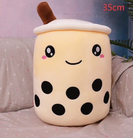 Cute Fruit Drink Plush Stuffed Soft Strawberry Milk Tea Plush Boba Tea Cup Toy Bubble Tea Pillow Cushion Kids Gift light coffee 35cm