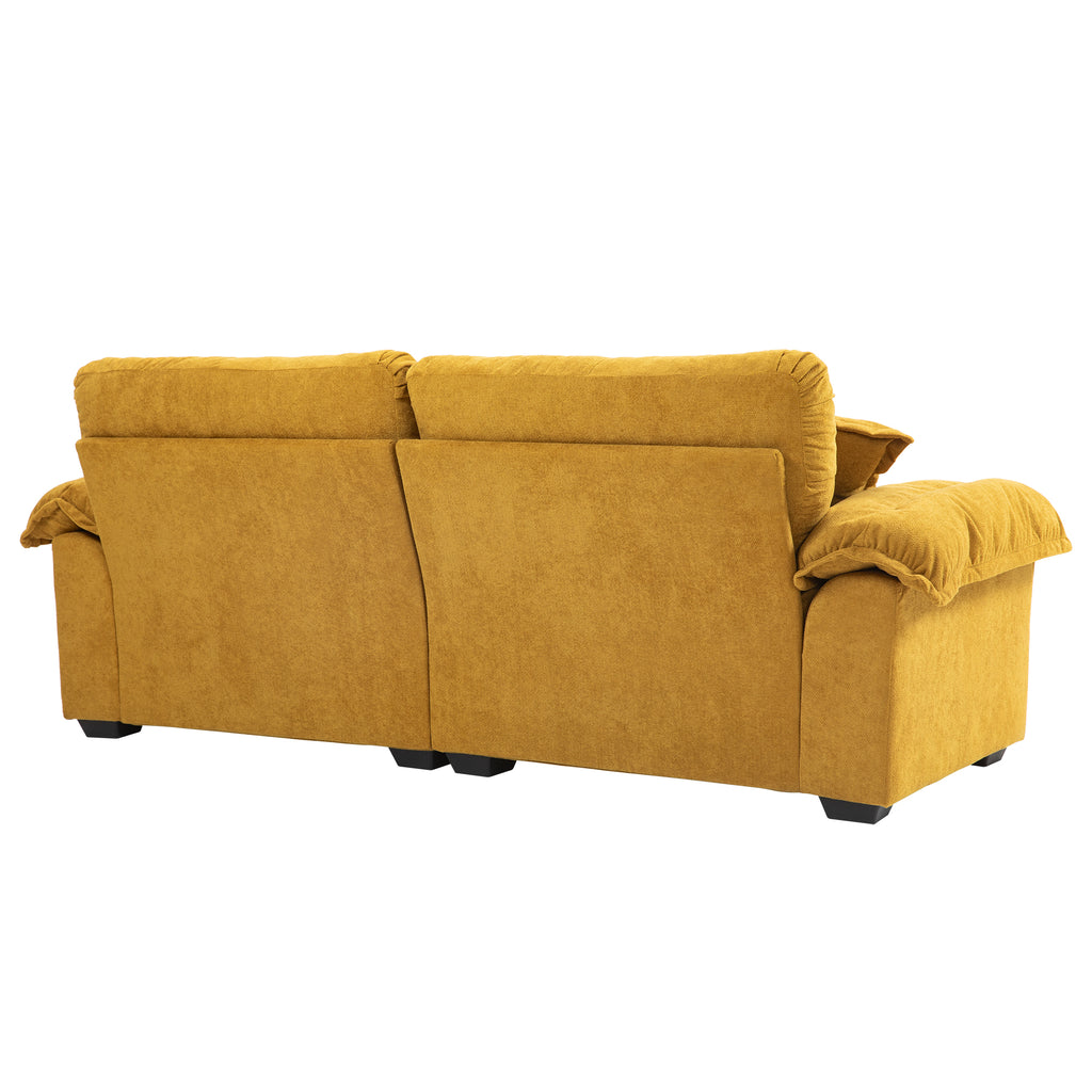 84' Chenille Sofa Small Sofa Loveseat Deep Seat Sofa Couch with 2 Throw Pillows & Memory Foam for Living Room Apartment Office Lounge-Yellow