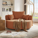 360° Swivel Accent Barrel Chair with Removable Pillows, Orange Red Chenille, 56.3 Inch
