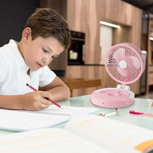 Jiake - Folding Storage Lamp Fan With USB Pink