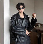 Men's PU Leather Jacket Sophisticated And Slightly Rebellious Look Black