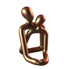 Heartwarming Loving Couple Resin Statue - A Timeless Modern Home Decor Accent For Bookshelves, Office Desks, And Nightstands Valentine's Day Gift Gold