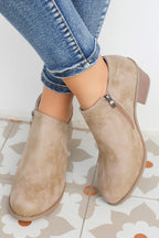 Philippine Gray Tulip Opening Suede Ankle Boots- Women