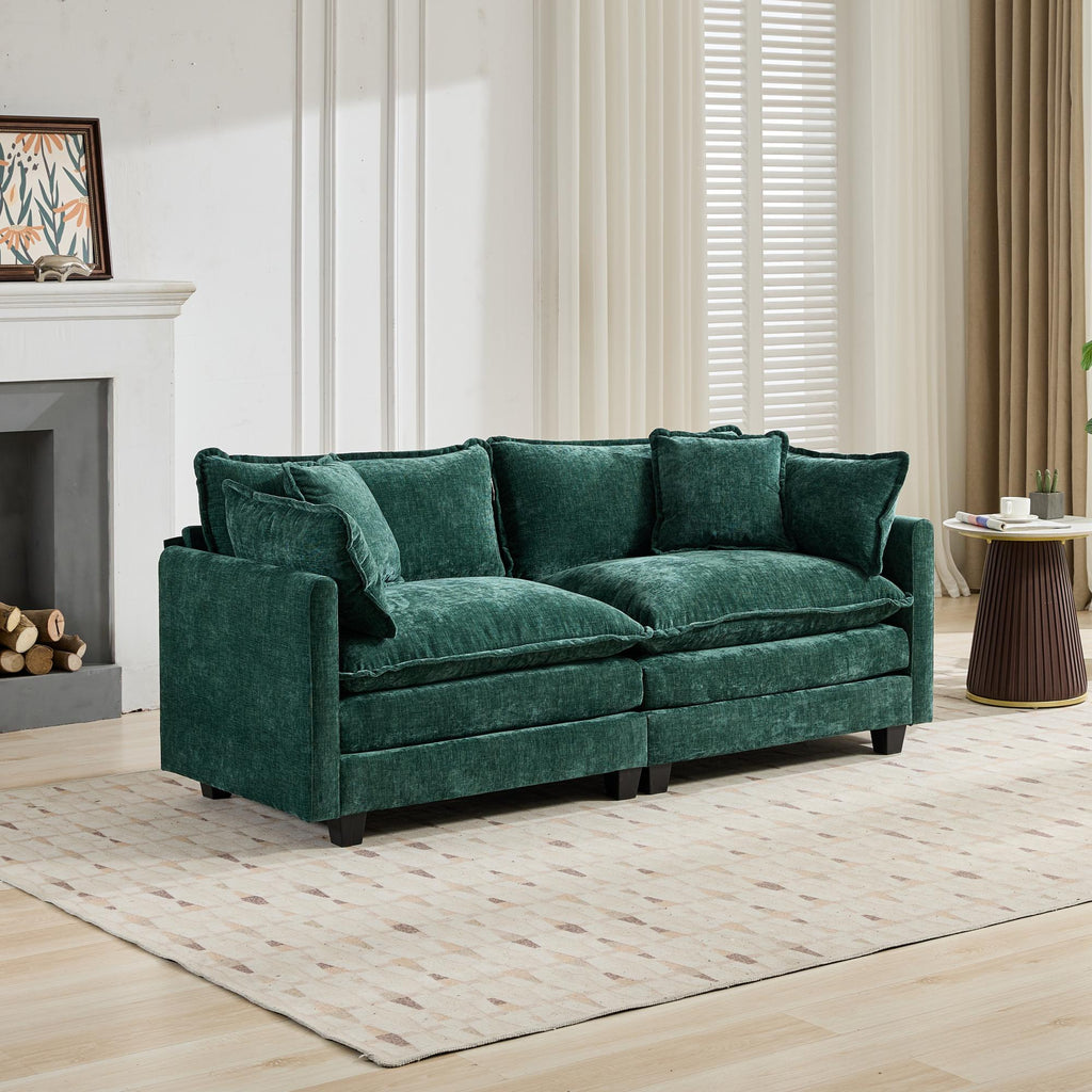 Cloud Sofa LoveSeat (Ottoman is not included), Modern Sectional Couch, for Living Room Bedroom and Apartment, Comfy Double Layer Upholstered Seat Cushion, Breathable Chenille Fabric, Green,SW5012GN Default