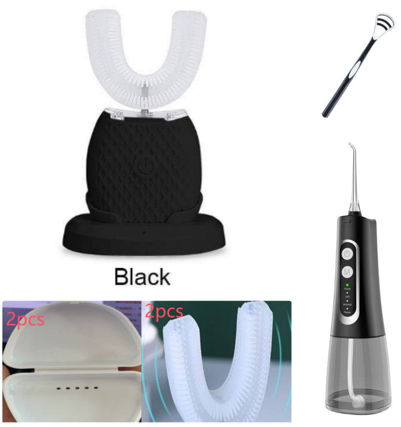 360 Degrees Intelligent Automatic Electric Toothbrush Waterproof U Type Tooth Brush Whitening Blue Light USB Charging Set11