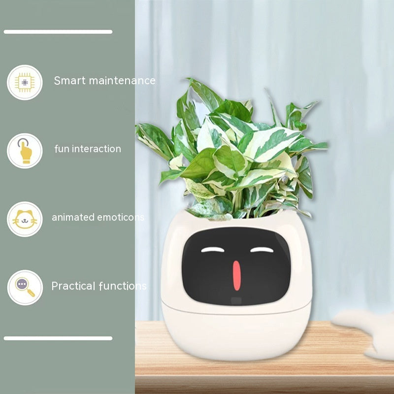 Smart Planter Endless Fun Over 49 Rich Expressions 7 Smart Sensors And AI Chips Make Raising Plants Easy And Fun White Small
