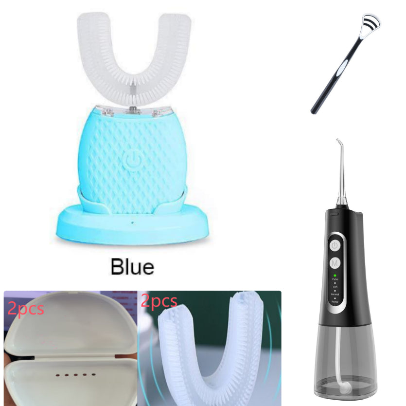 360 Degrees Intelligent Automatic Electric Toothbrush Waterproof U Type Tooth Brush Whitening Blue Light USB Charging Set9