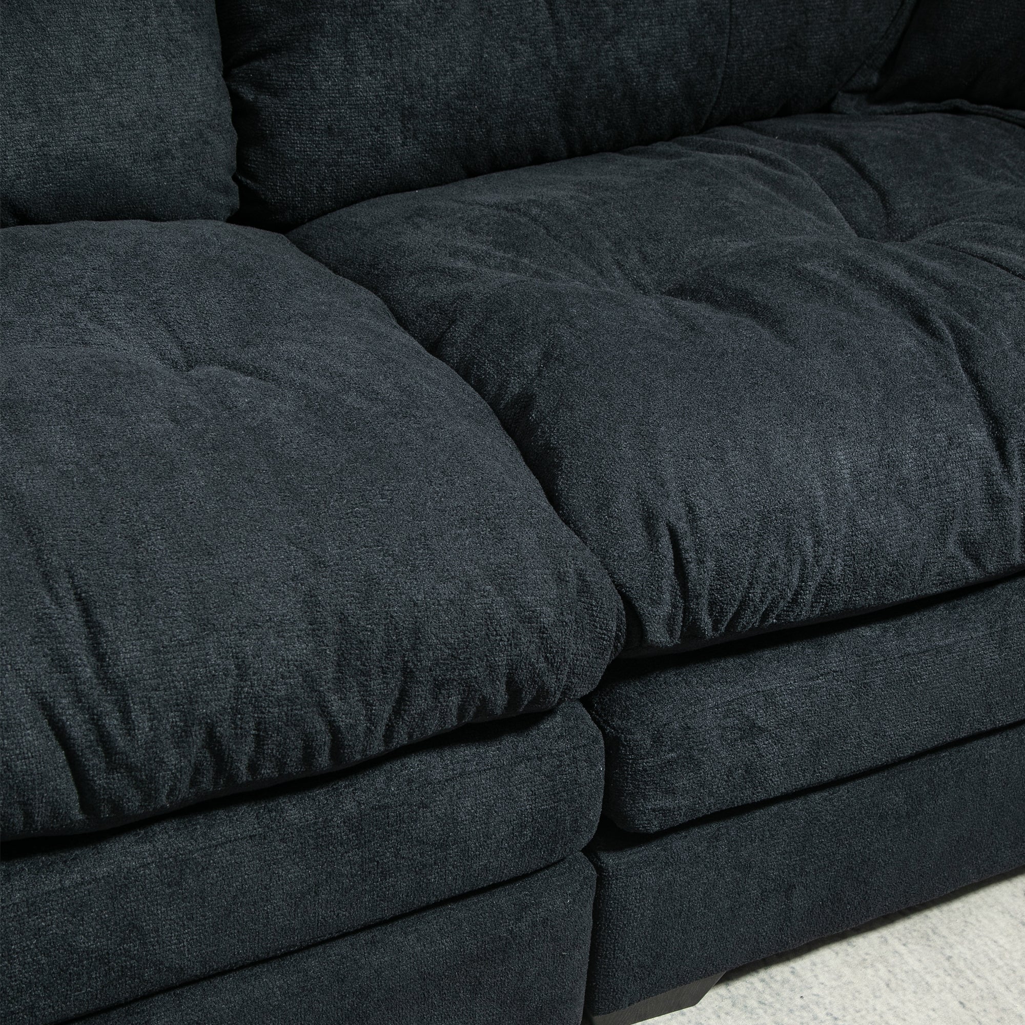 84' Chenille Sofa Small Sofa Loveseat Deep Seat Sofa Couch with 2 Throw Pillows & Memory Foam for Living Room Apartment Office Lounge-Black