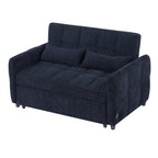 Modern Loveseat Sofa Pull-out Bed with Adjustable Backrest, USB Ports, Lumbar Pillows, Blue Chenille, 52.8' Default
