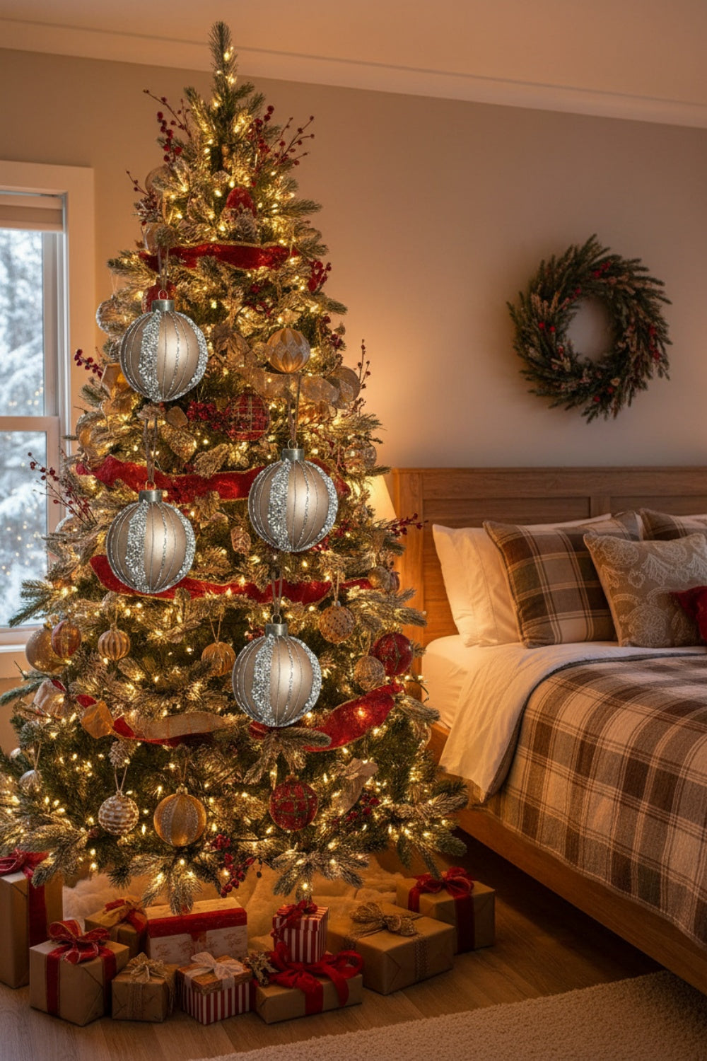 6PCS Set 3.9in Christmas Ball Ornaments Glass Hanging Ball Tree Decor Party Holiday Home Decor