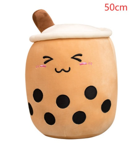 Cute Fruit Drink Plush Stuffed Soft Strawberry Milk Tea Plush Boba Tea Cup Toy Bubble Tea Pillow Cushion Kids Gift Triangle 50CM