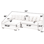 [NEW ARRIVED] [VIDEO PROVIDED] Oversized Two-Piece Couches, L Shaped Sofa, Corduroy, Left Chaise Daybed,with Armrests,Eight Throw Pillows,Corner Sofa,Easy To Assemble, Gray