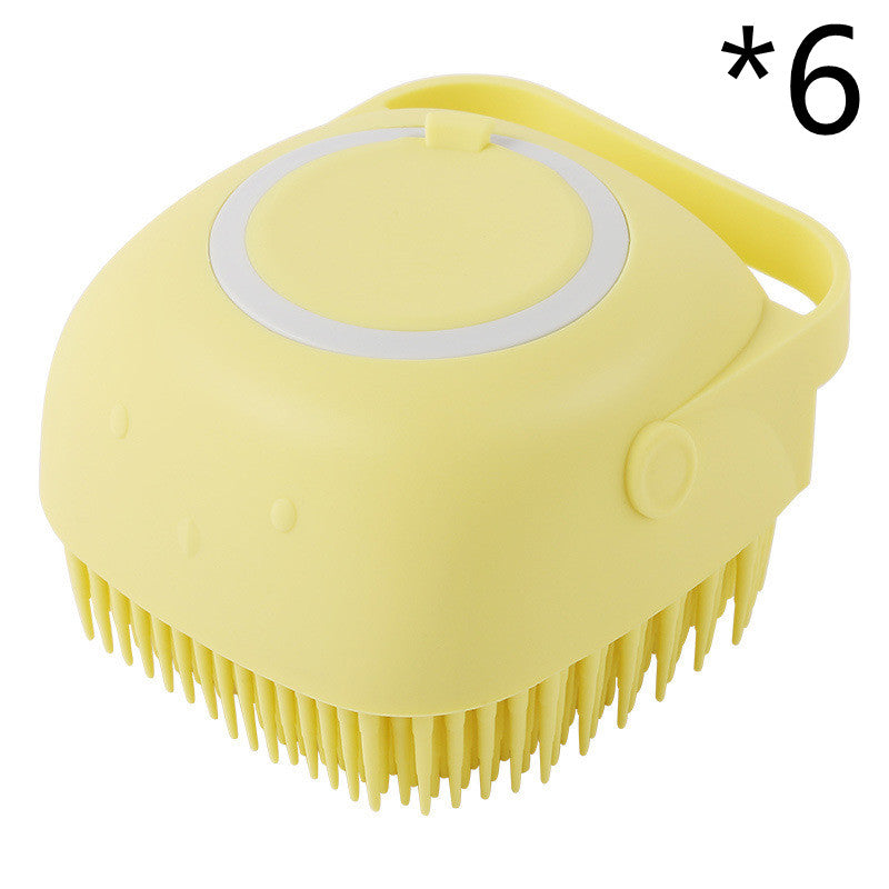Silicone Dog Bath Massage Gloves Brush Pet Cat Bathroom Cleaning Tool Comb Brush For Dog Can Pour Shampoo Dog Grooming Supplies Yellow 6pcs square