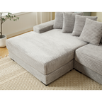 [NEW ARRIVED] [VIDEO PROVIDED] Oversized Two-Piece Couches, L Shaped Sofa, Corduroy, Left Chaise Daybed,with Armrests,Eight Throw Pillows,Corner Sofa,Easy To Assemble, Gray