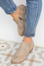 Philippine Gray Tulip Opening Suede Ankle Boots- Women