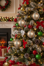 6PCS Set 3.9in Christmas Ball Ornaments Glass Hanging Ball Tree Decor Party Holiday Home Decor