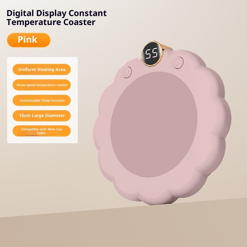 Thermal Cup Pad Desktop Smart Heat Preservation Coaster Pink